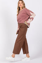 SAGE + FIG Mocha Wide Leg Cropped Pants Trendsi