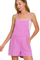 Zenana Bight Mauve Washed Double Gauze Tie Back Romper