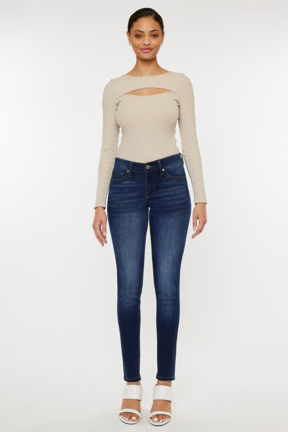 Kancan Mid Rise Gradient Skinny Jeans Trendsi