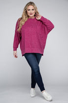 Zenana Plus Size Brushed Melange Drop Shoulder Sweater ZENANA