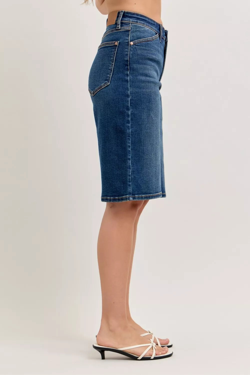 Judy Blue Dark Washed High Waist Bermuda Denim Shorts