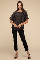 Zenana Back Patch Crinkle Washed Raglan Sleeve T-Shirt in 3 Colors! Shirts