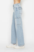 Judy Blue Light Washed High Waist Straight Cargo Jeans Denim