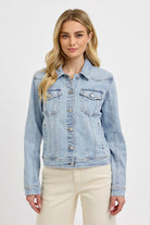 RISEN Light Wash Button-Down Classic Denim Jacket LIGHT