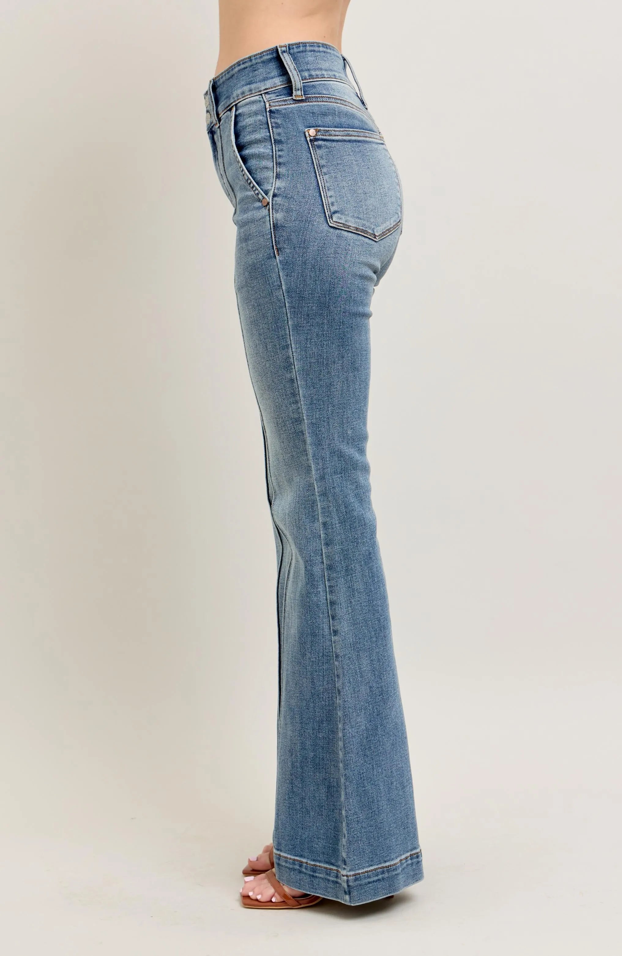 Judy Blue High-Waist Flare Denim Jeans with Front Seam Detail