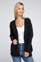 Zenana Melange Open Front Sweater Cardigan ZENANA