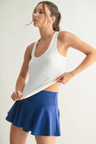 MONO B Basic White Slim Fit Scoop Neck Tank