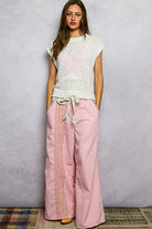 POL Ivory Star Round Neck Popcorn Knit Top