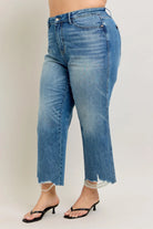 Judy Blue Plus Size High Waist Rigid Magic Destroy Hem Crop Wide