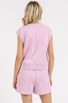 Mittoshop Lilac Pink French Terry Crew Neck Top and Shorts Set