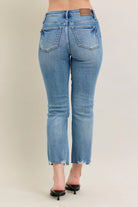 Judy Blue Mid-rise Vintage Wash Destroy Hem Kick Flare Jeans