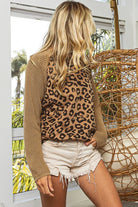 BiBi Latte Leopard Pattern Front Raglan Sleeve Sweater