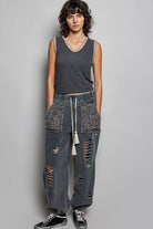POL V-Neck Contrast Ribbed Sleeveless Tank