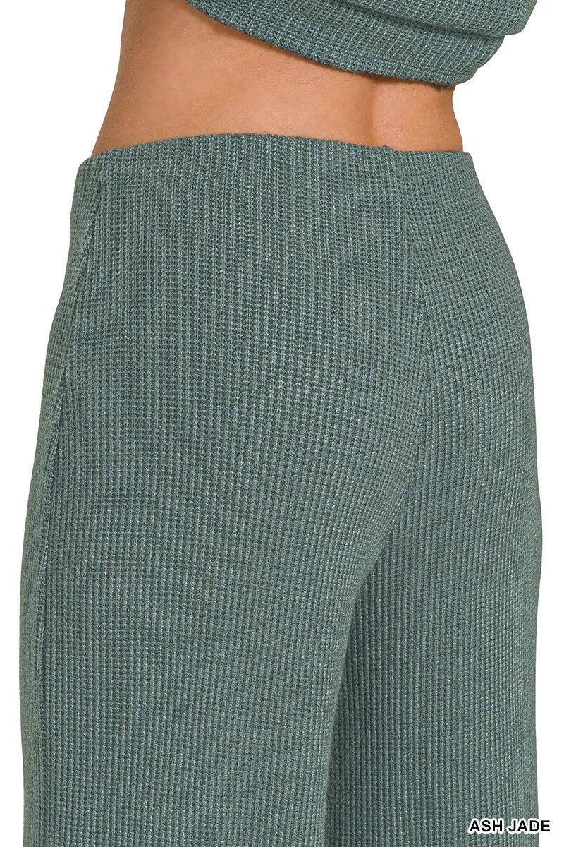 Zenana Ash Jade Mock Neck Top and Pants Sweater Set