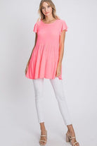 Heimish Pink Tiered Round Neck Ruffle Sleeve Top Plus Size