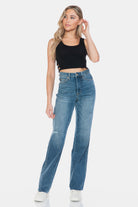 Judy Blue Tummy Control Cut Raw Hem Straight Jeans Jeans