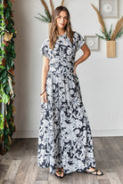 Mittoshop Tropical Print Top and Skirt Set BLACK