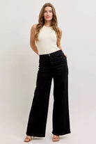 Judy Black Blue High-Waisted Wide Leg Jeans
