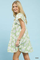 Umgee Sage Floral Print Tiered Babydoll Dress