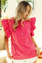 BiBi Fuchsia Mineral Washed Terry Top