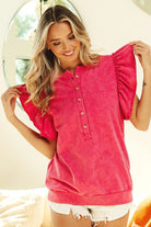 BiBi Fuchsia Mineral Washed Terry Top