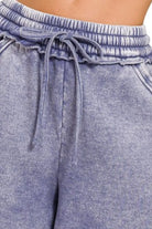 Zenana Marlin Acid Wash Fleece Drawstring Shorts With Pockets
