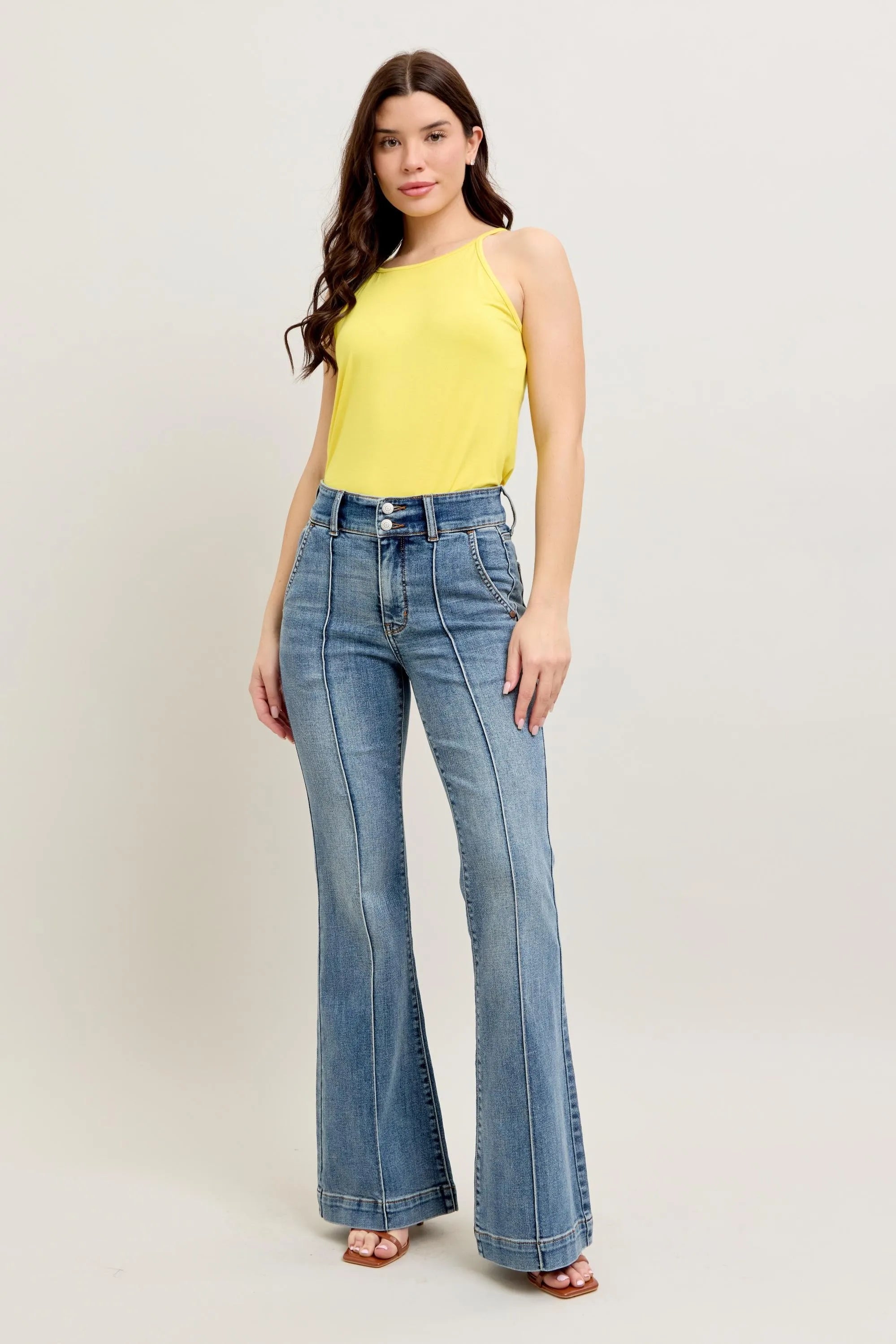 Judy Blue High-Waist Flare Denim Jeans with Front Seam Detail