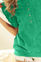 BiBi Mineral Washed Terry Top in Jade