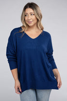 Zenana Plus Garment Dyed Front Seam Sweater ZENANA