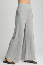 Umgee Elastic Waist Wide Leg Knit Pants in Gray Pants