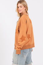 SAGE + FIG Star Patch Long Sleeve Sweatshirt Shirts & Tops