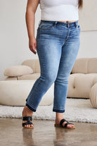 Judy Blue l Released Hem Cropped Bootcut Jeans Trendsi