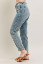 Judy Blue High Waisted Vintage Wash Double Roll Cuff Boyfriend Jeans