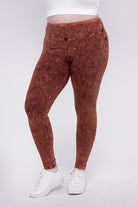 Zenana Plus Size Mineral Wash Yoga Leggings PERSIMMON ZENANA