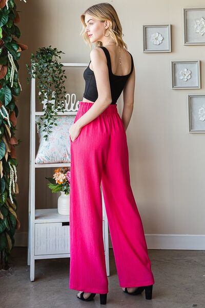 Heimish Watermelon Pink Front Tie Pants with Paperbag Waistband