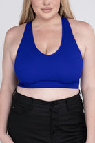 Zenana Plus Ribbed Cropped Racerback Tank Top BRIGHT BLUE ZENANA