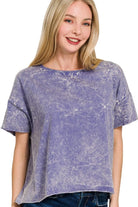 Zenana Marlin Washed Crew Neck Short Sleeve Crop Box Tee MARLIN