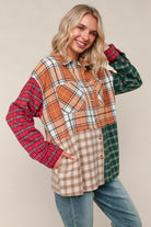 Haptics Loose Fit Multi Color Plaid Flannel Jacket with Pocket