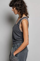 POL V-Neck Contrast Ribbed Sleeveless Tank