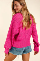 Haptics Fucshia Button Down Crop Long Sleeve Cardigan