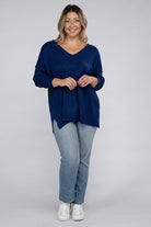 Zenana Plus Garment Dyed Front Seam Sweater ZENANA