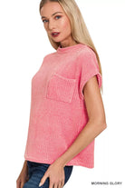 Zenana Morning Glory Chenille Waffle Short Sleeve Sweater
