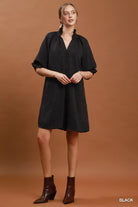 Umgee Floral Textured Jacqaurd V-Neck Dress