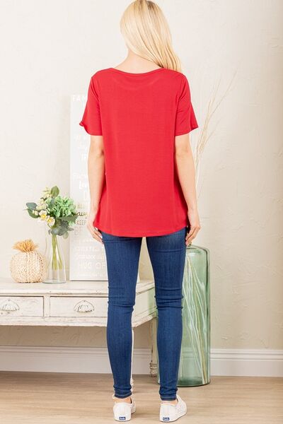 Heimish Red Leopard Lip Round Neck Short Sleeve T-Shirt