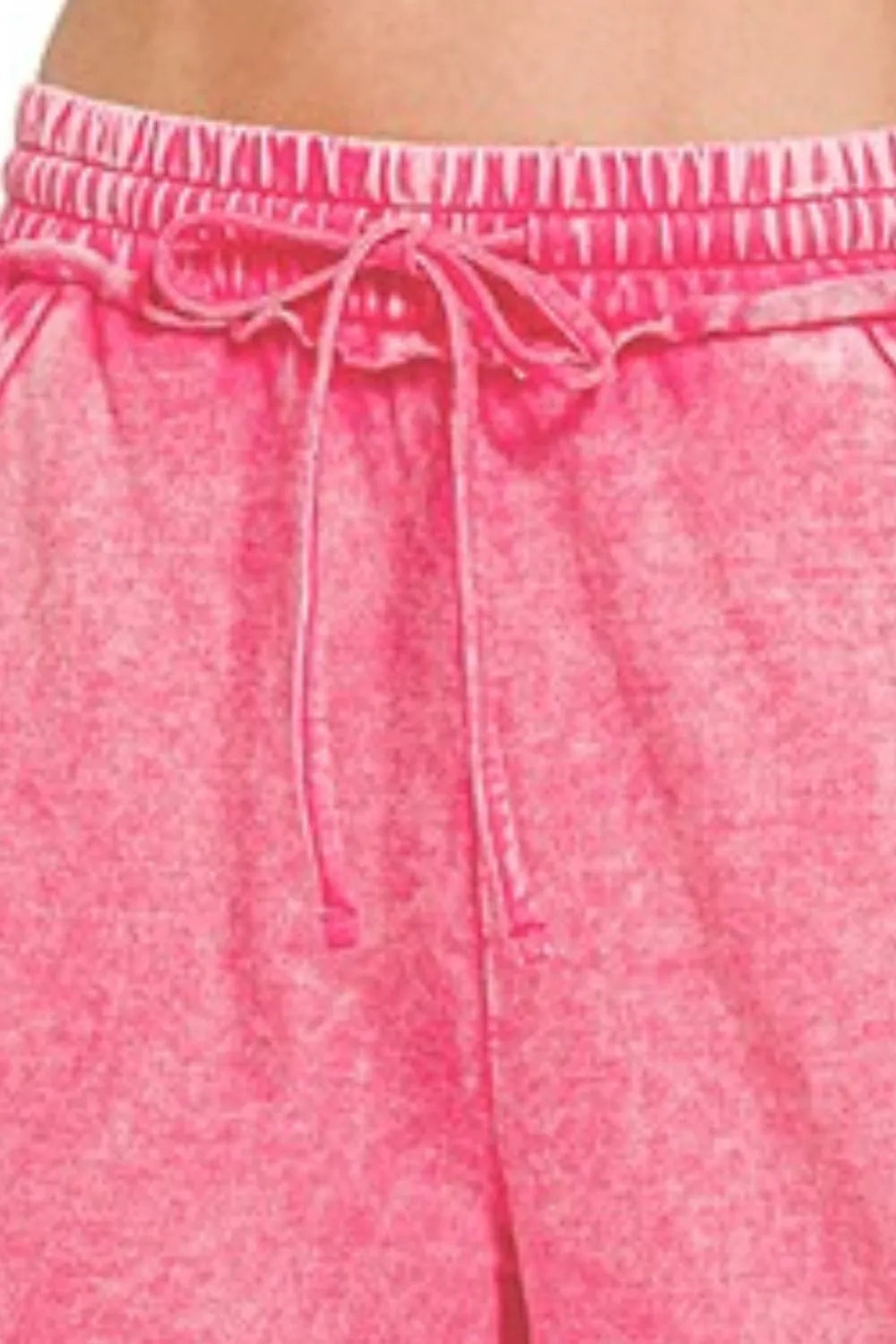 Zenana Fuchsia Washed French Terry Palazzo With Pockets