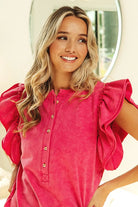 BiBi Fuchsia Mineral Washed Terry Top