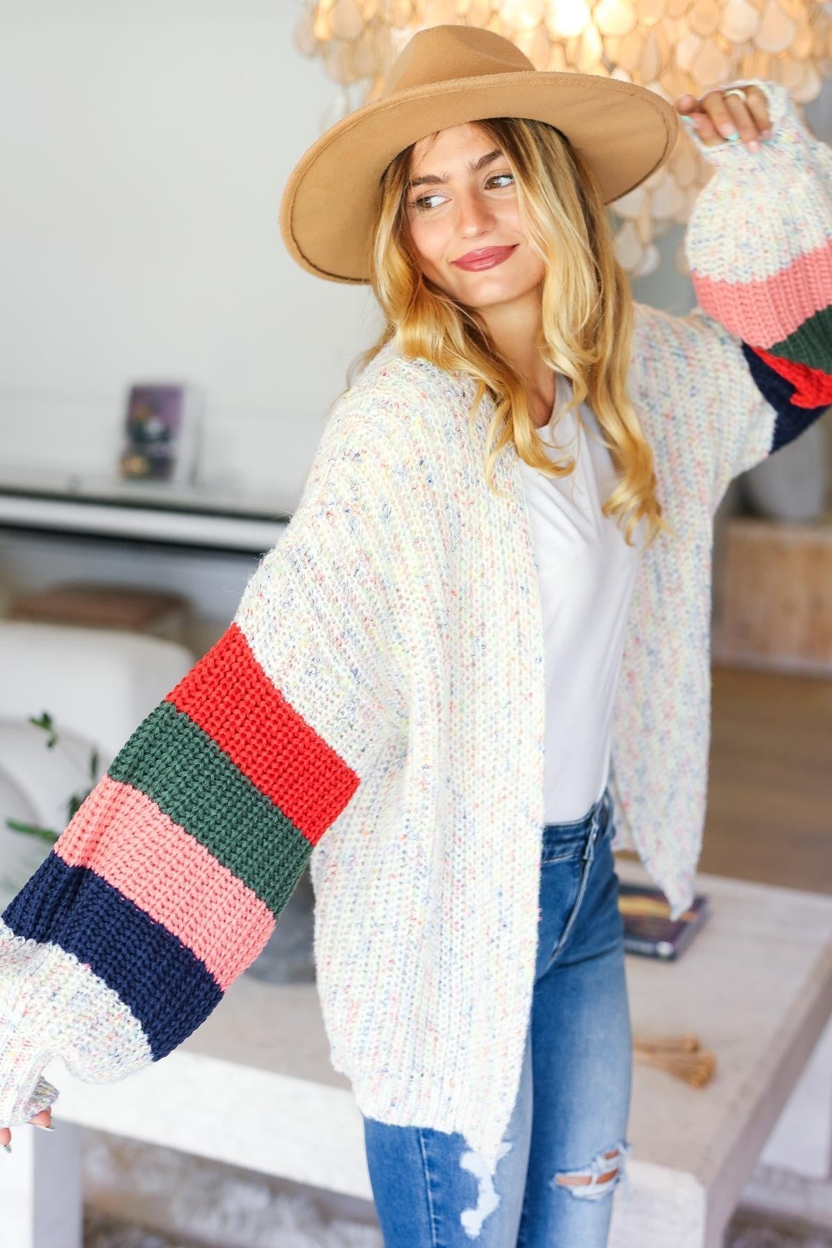 Haptics Multi Color Oversized Sweater Open Cardigan Ave Shops