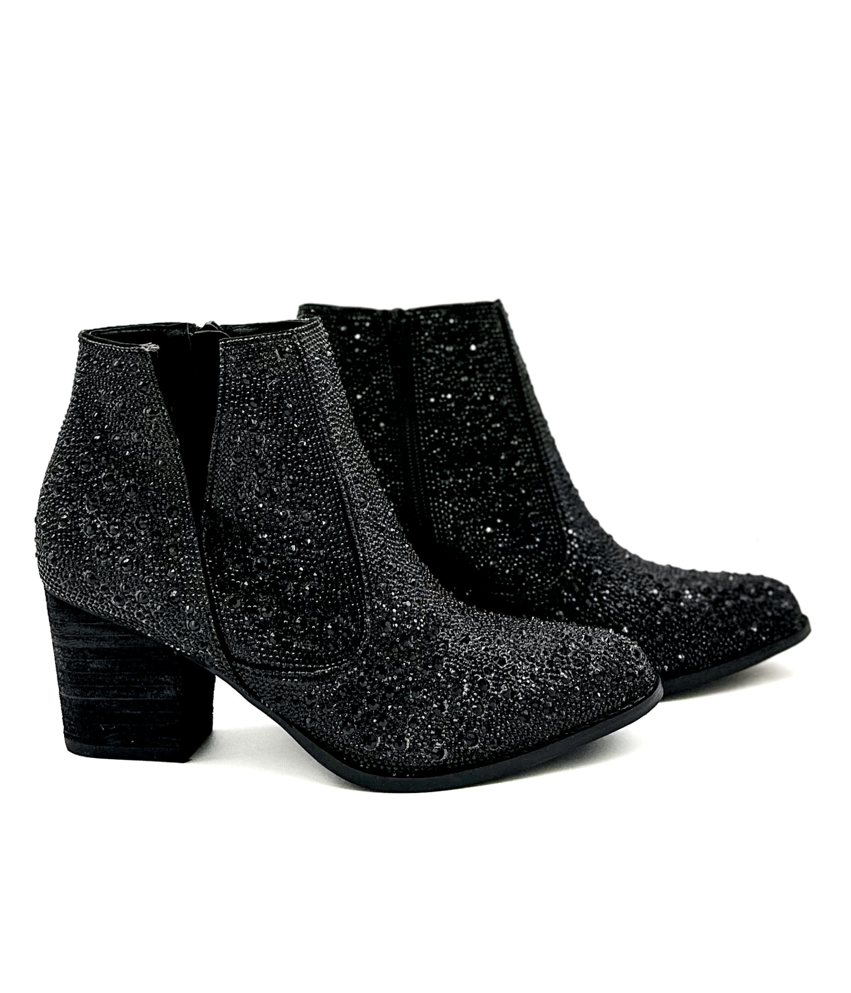 Naughty Monkey Shine Star Rhinestone Bootie in Black Ave Shops