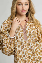 Umgee Brown Leopard Print Tiered Mini Dress