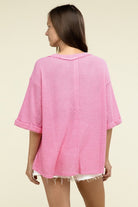 Zenana Brushed Waffle Exposed-Seam 3/4 Sleeve Top Shirts & Tops